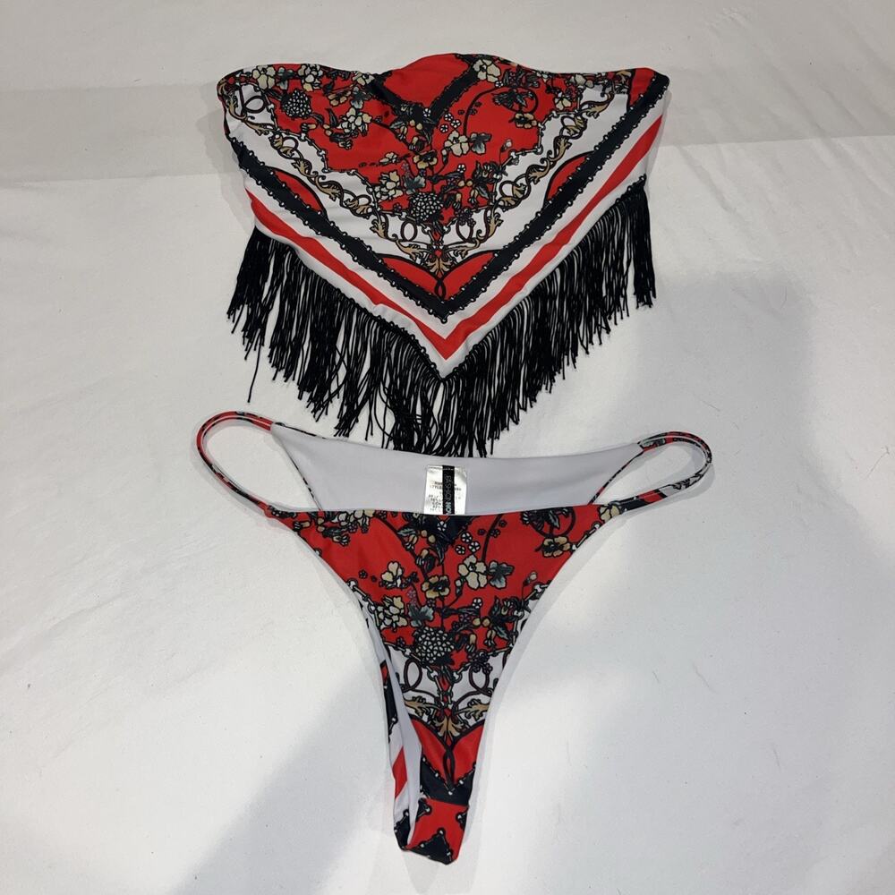 Fashion Nova Women’s Two Piece Bikini Set Bandana Top Size Small